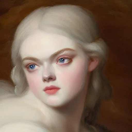 Prompt: professional painting of Elle Fanning in Santorini holding a white lamb in the style of Thomas Lawrence, head and shoulders portrait, symmetrical facial features, smooth, sharp focus, illustration, intricate, stormy weather, extremely detailed masterpiece,