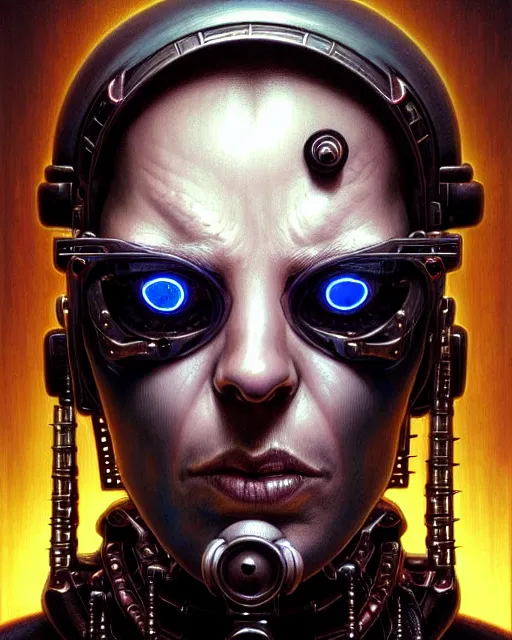 Image similar to front shot of a cyberpunk criminal mastermind character, intricate, elegant, highly detailed, centered, (((artstation, concept art, smooth, sharp focus, artgerm, Tomasz Alen Kopera, Peter Mohrbacher, donato giancola, Joseph Christian Leyendecker, WLOP, Boris Vallejo))), mugshot!!!!!, ugly!!!!!!