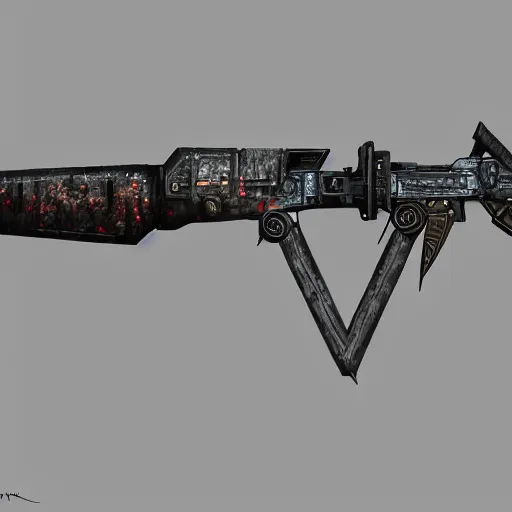 Prompt: medieval cyberpunk ak47, concept art, unreal engine