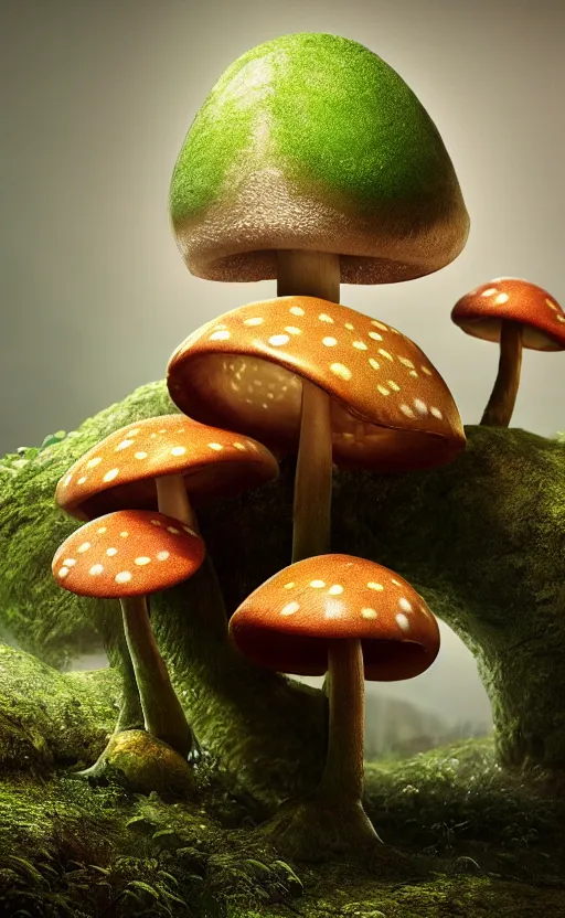 Image similar to a humanoid mushroom creature, plant filaments, humanoid shape, full body, photorealistic, 4 k, octane render, cinematic lighting, artistic photography, insanely detailed and intricate