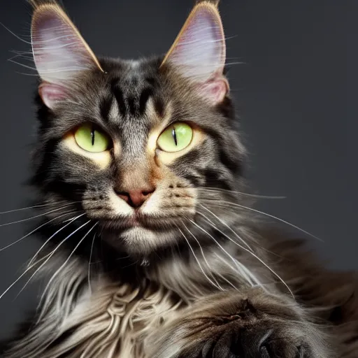 Prompt: Maine Coon cat catching the laser. High resolution. Highly realistic. Highly detailed. 8k. 4k.