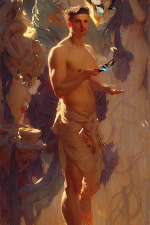 Image similar to male, taoism, painting by gaston bussiere, greg rutkowski, j. c. leyendecker, artgerm