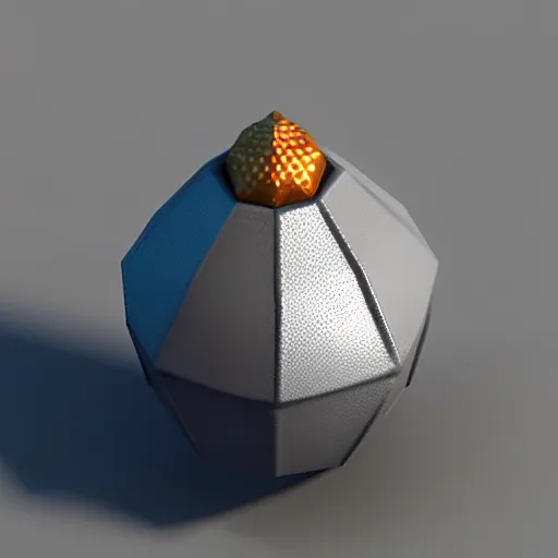 Image similar to isometric 3 d hand grenade, low poly, soft render, handpaint texture, blender, 3 dcoat