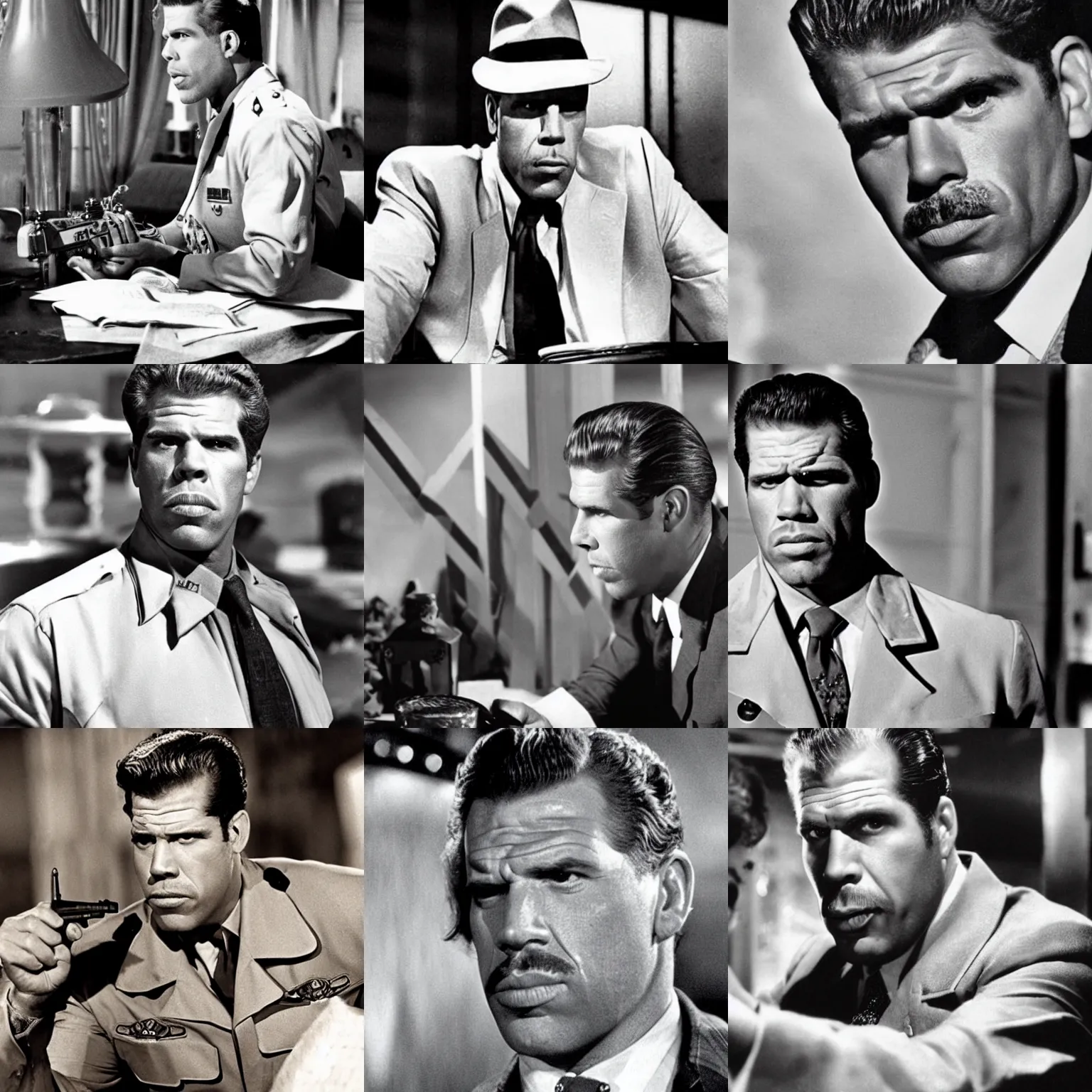 Prompt: Ron Perlman in Casablanca, 40\'s movie still