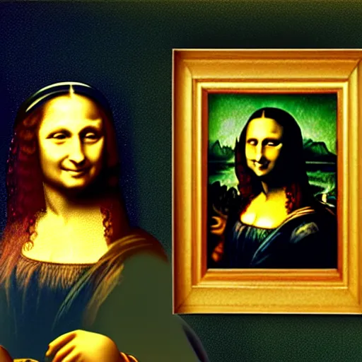 Image similar to Albert Einstein painting mona lisa