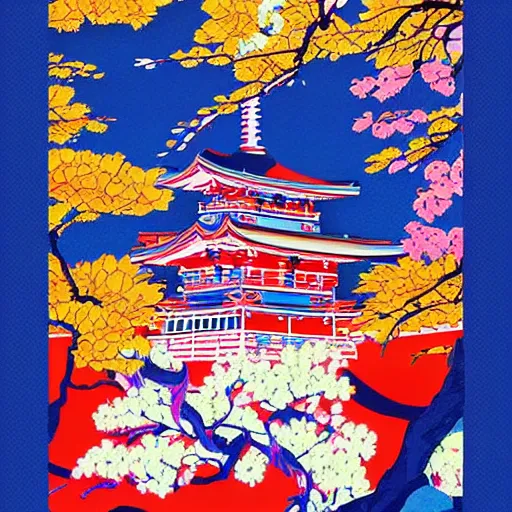 Image similar to japanese digital illustration poster, colourful, pinterest,