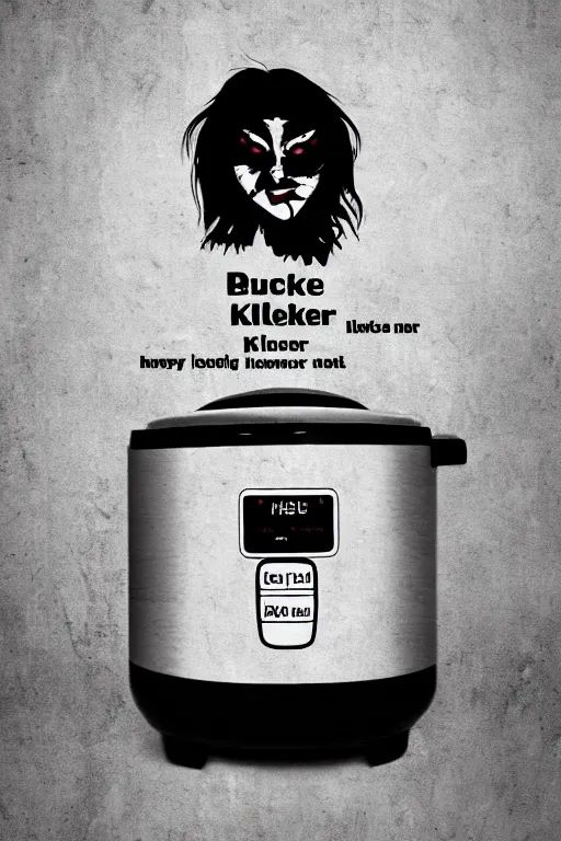 Image similar to rice cooker masked killer horror movie poster