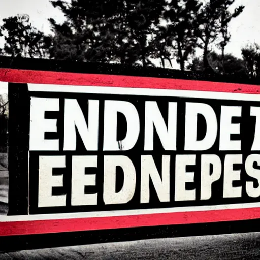 Image similar to 'END TIMES' sign that reads: END TIMES text large print readable