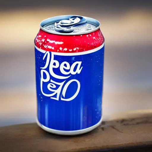 Prompt: Cold can of Pepsi, wet with condensation, 4K photograph, depth of field