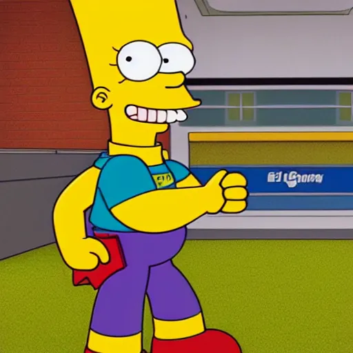 Image similar to bart simpson goes to college in the simpsons Pixar animated, Octane render, directed by alan parker, full HD, cinematic lighting, award winning, anatomically correct