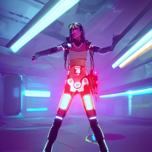 Prompt: female cyberpunk android warrior in the style of beeple, neon lights, photorealistic, hyperrealism, futuristic, 8 k resolution, trending on artstation, cg society, award winning