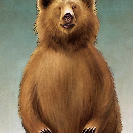 Prompt: bear rabbit hybrid character portrait, painting by sargent and leyendecker and greg hildebrandt, james gurney, apollinaris vasnetsov, savrasov levitan polenov, studio ghibli style, porcelain organic, detailed fur, intricate details