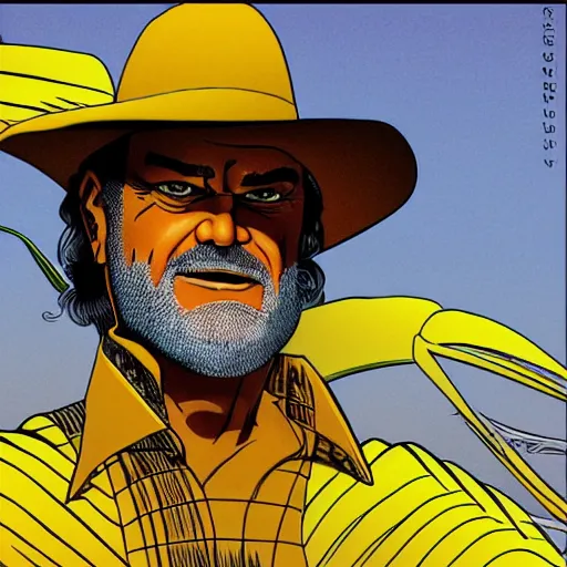 Image similar to corn man kelsey grammer retro minimalist portrait by jean giraud, moebius starwatcher comic, sharp, smooth face, 8 k