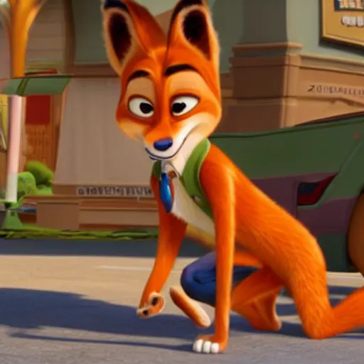 Image similar to nick wilde from zootopia with the body of madonna