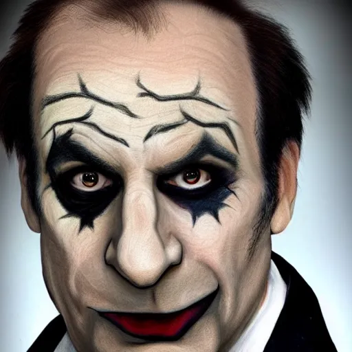 Prompt: saul goodman in joker makeup