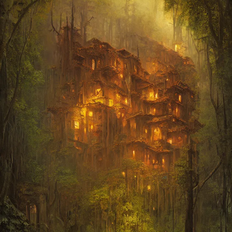 Prompt: a detailed painting inspired by moebius and beksinski of a medieval building with two floors in the forest. fantasy poster. cinematic fantasy scene. aurora lighting. fantasy. carl spitzweg. baroque elements. baroque element. intricate artwork by caravaggio. oil painting. award winning. dramatic. trending on artstation. 8 k