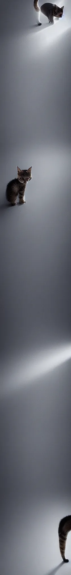 Prompt: a long long long vertical cat, photorealistic photography, volumetric light, macro
