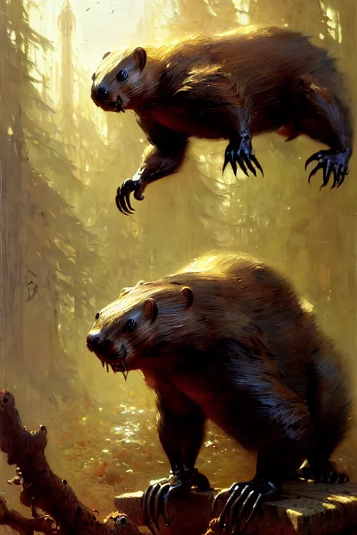 Prompt: beaver beast by gaston bussiere, bayard wu, greg rutkowski, giger, maxim verehin