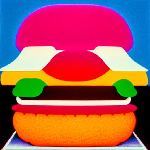 Image similar to burger by shusei nagaoka, kaws, david rudnick, airbrush on canvas, pastell colours, cell shaded, 8 k