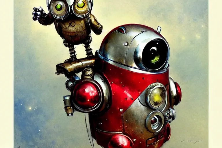 Image similar to adventurer ( ( ( ( ( 1 9 5 0 s retro future robot android owl. muted colors. ) ) ) ) ) by jean baptiste monge!!!!!!!!!!!!!!!!!!!!!!!!! chrome red