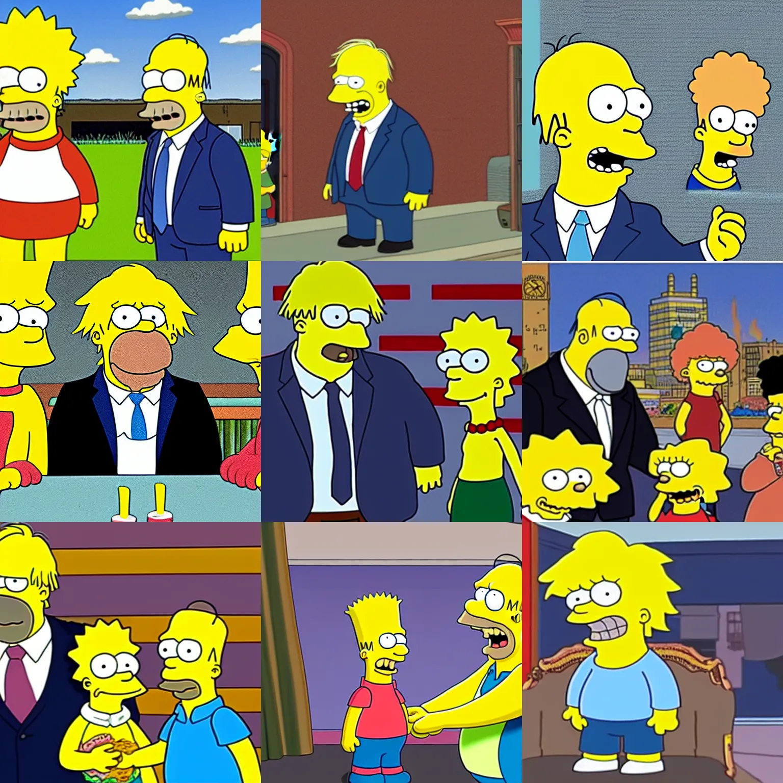 Prompt: long shot of boris johnson in the simpsons