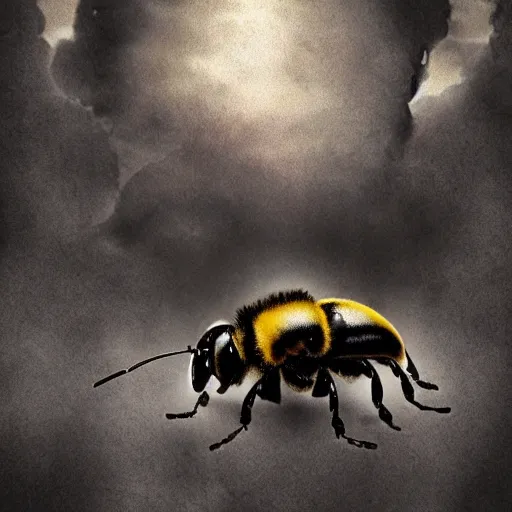 Prompt: nightmare bee in realsitic style, scary atmosphere