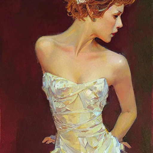 Image similar to portrait of a beautiful woman, intricate, elegant, highly detailed, by gil elvgen, greg manchess, mucha