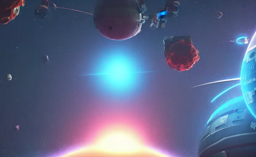 Prompt: An exploding planet from the view of a space station in low earth orbit, rendered by Beeple, by Makoto Shinkai, syd meade, starwars, space art concept, digital art, unreal engine, WLOP, trending on artstation, 4K UHD image, octane render,