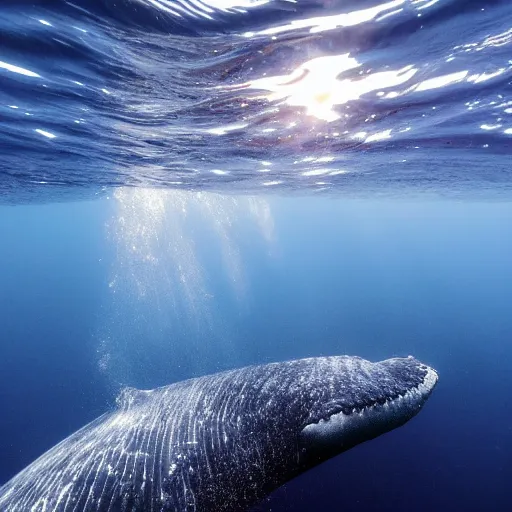 underwater ocean, 1 2 whales, swimming to surface, | Stable Diffusion ...