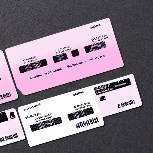 Image similar to graphic design of pale pink airline tickets to the metaverse, alien ar code and e - ink display