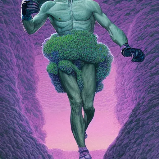 Prompt: joe biden fighting climate change by wayne barlowe blue green purple color palette very detailed clear focus