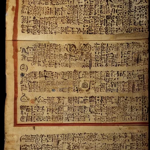 Image similar to papyrus scroll from 6 5 0 bc showing a list of ancient emojis, realistic, clear, detailed, worn w 1 0 2 4 h 4 4 8