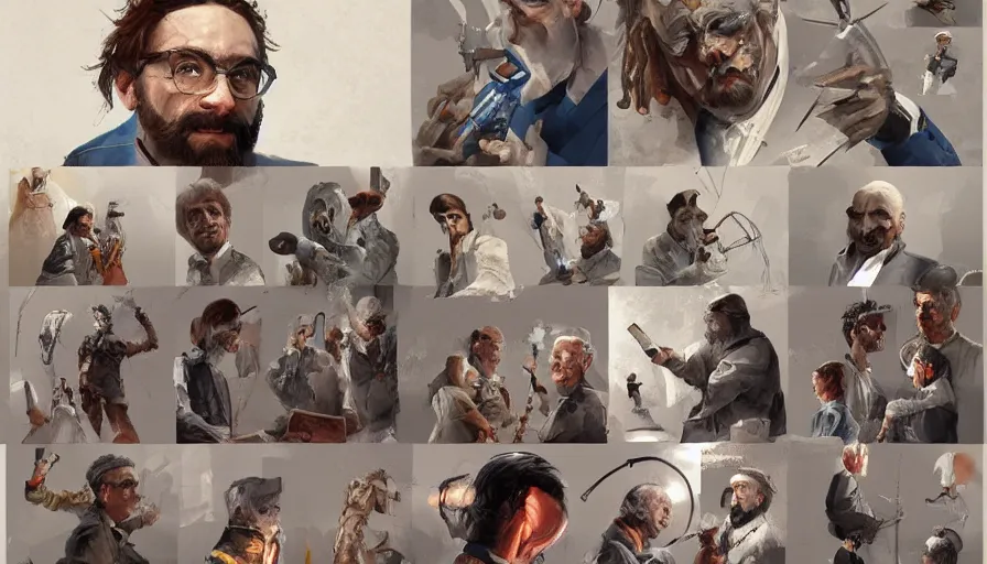 Prompt: visual storytelling, concept art of scientists by jama jurabaev, extremely detailed, trending on artstation, high quality, brush stroke