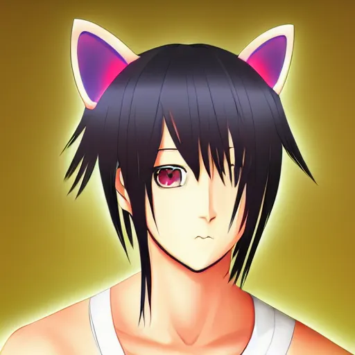 Image similar to Stunning digital portrait of a young anime man with cat ears