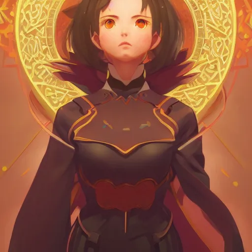 Image similar to symmetry!! portrait of megumin, konosuba, global illumination!! intricate, elegant, highly detailed, digital painting, artstation, concept art, smooth, sharp focus, illustration, art by artgerm and greg rutkowski and alphonse mucha