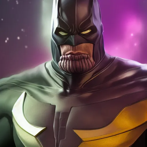 Prompt: Thanos dressed up as Batman, hyperdetailed, artstation, cgsociety, 8k