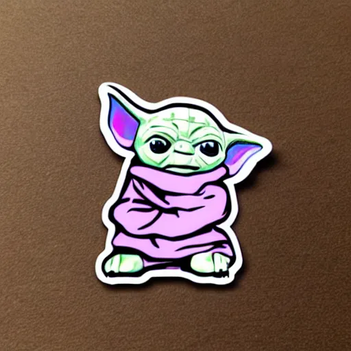 Prompt: cute baby yoda sticker