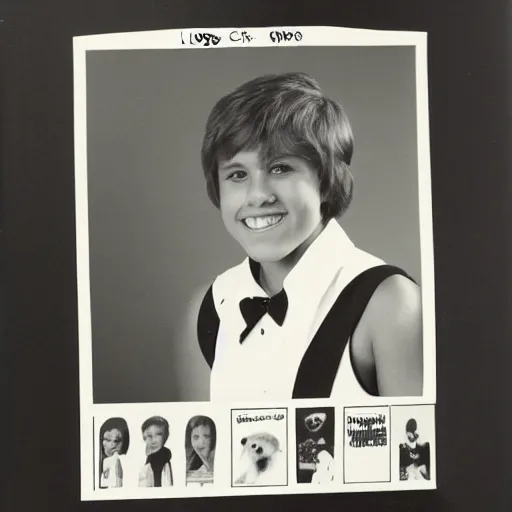 Prompt: 1 9 8 0 s yearbook photo of a cat, studio photography