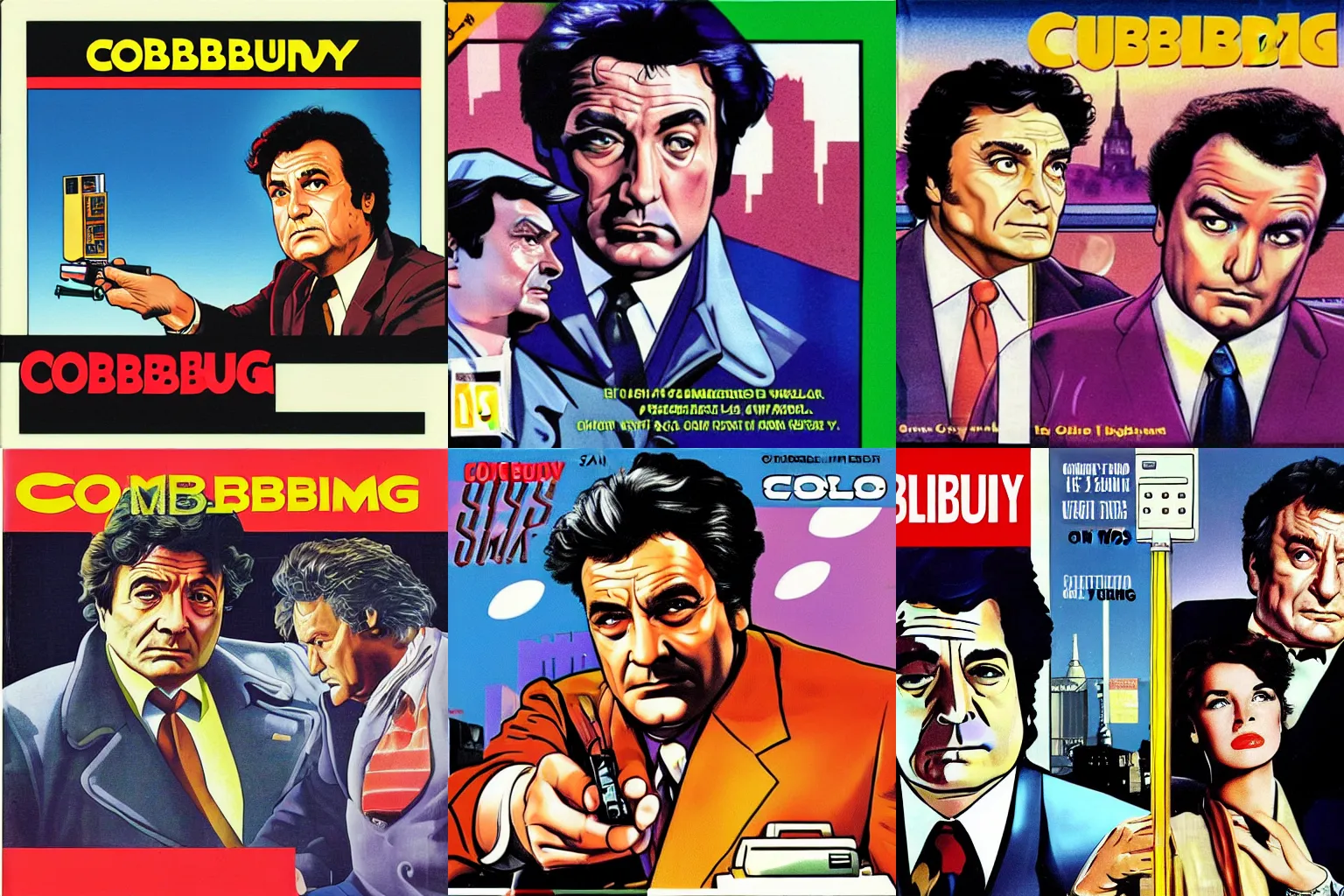 Prompt: Cover art for Columbo(1982) on the SNES