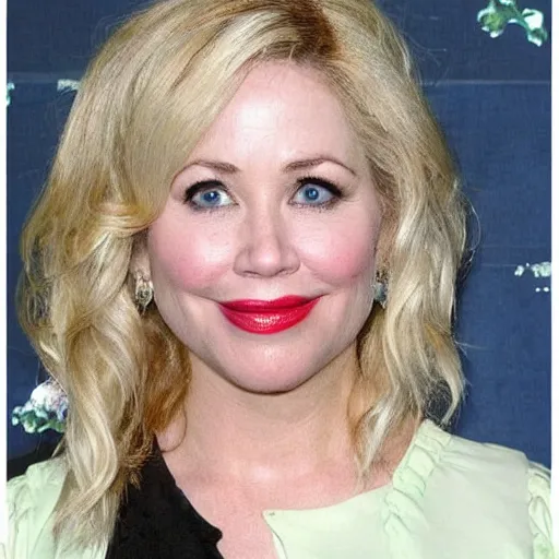 Prompt: an apple wearing christina applegate's face