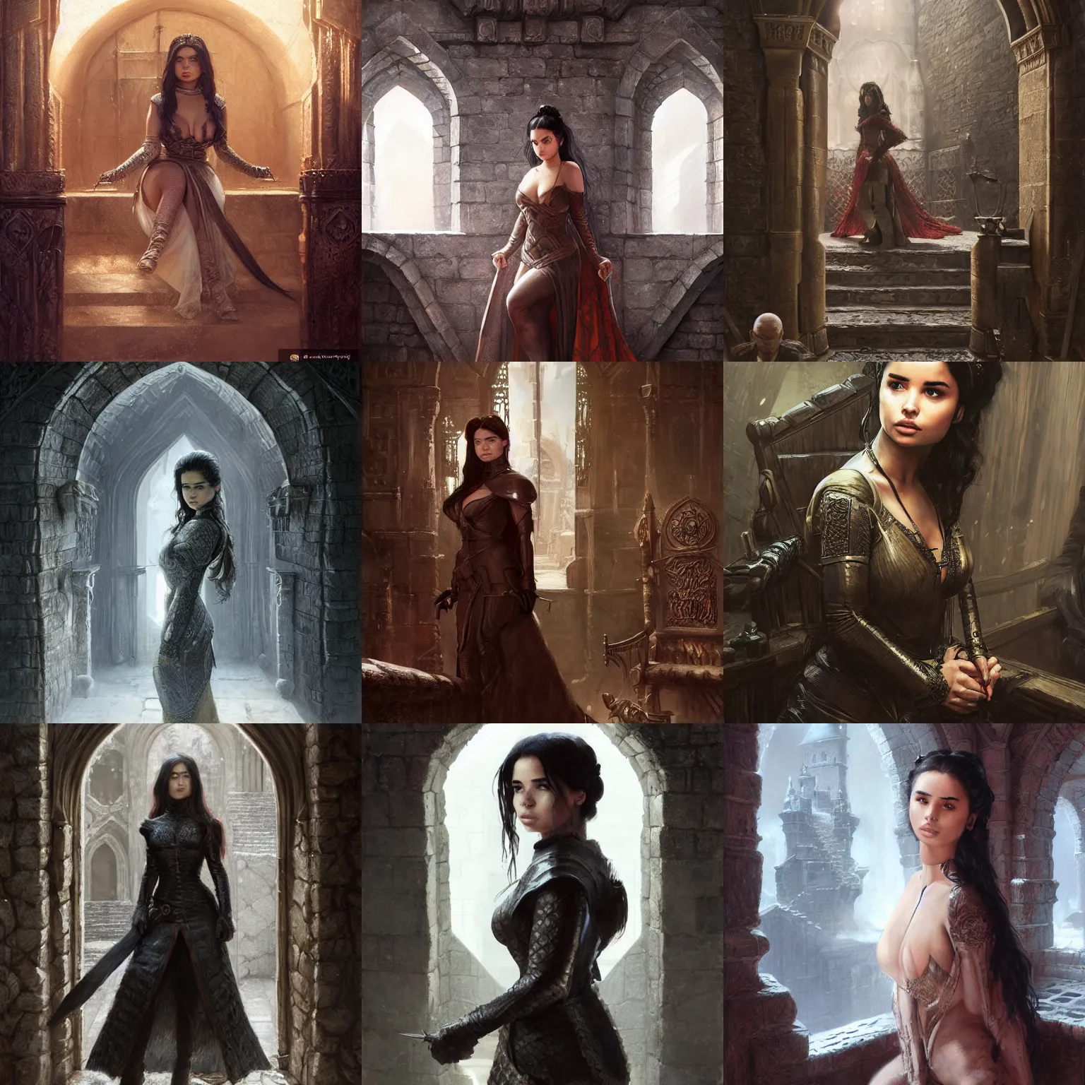Prompt: portrait demi rose in game of thrones, dark, thief, intricate castle interior, highly detailed amour, smooth, artstation, academic drawing, by ruan jia and mandy jurgens and wayne barlowe and greg rutkowski and frank frazetta