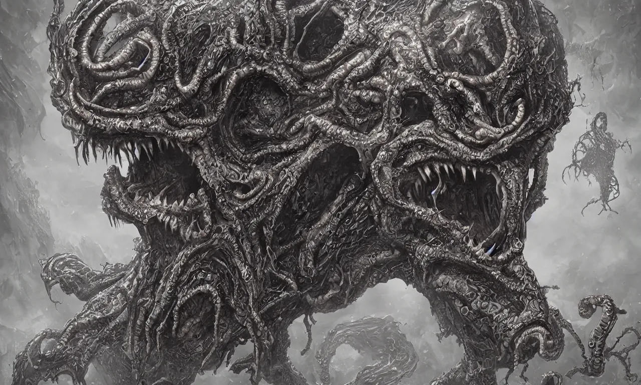 Image similar to lovecraftian horror monster, epic, detailed, 4k, realistic, trending on artstation