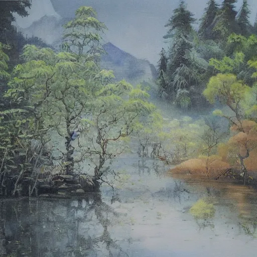Prompt: landscape painting. Hao Liang.