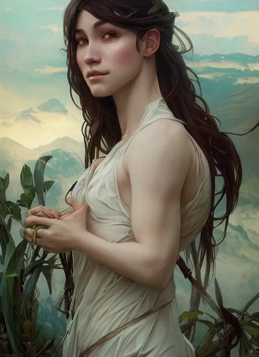 Image similar to eden from the book of genesis, beautiful high quality realistic fantasy art, trending on artstation by artgerm and greg rutkowski and alphonse mucha