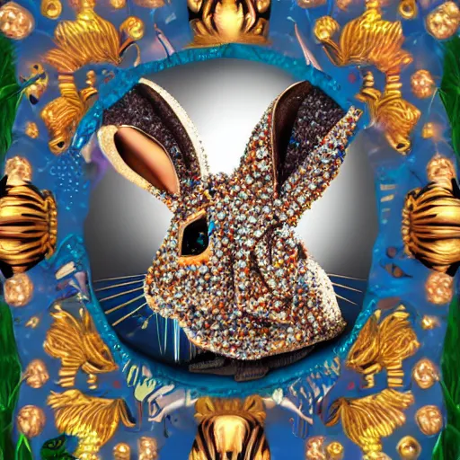 Image similar to blinged out rabbit, rap album cover, detailed, 4 k