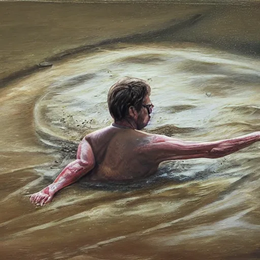 Prompt: a detailed portrait painting of joel glazer drowning in quicksand, manchester united