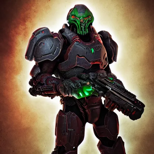 Image similar to doom slayer from doom eternal, photography