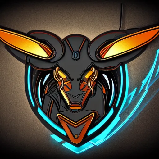 Prompt: stylized cyberpunk minotaur logo