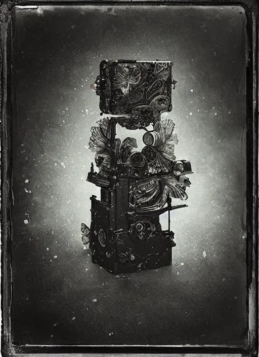 Prompt: old wetplate daguerreotype explosion of data fragments, fractal, intricate, elegant, highly detailed, parallax, leica, medium format, subsurface scattering, by jheronimus bosch and greg rutkowski and louis jacques mande daguerre