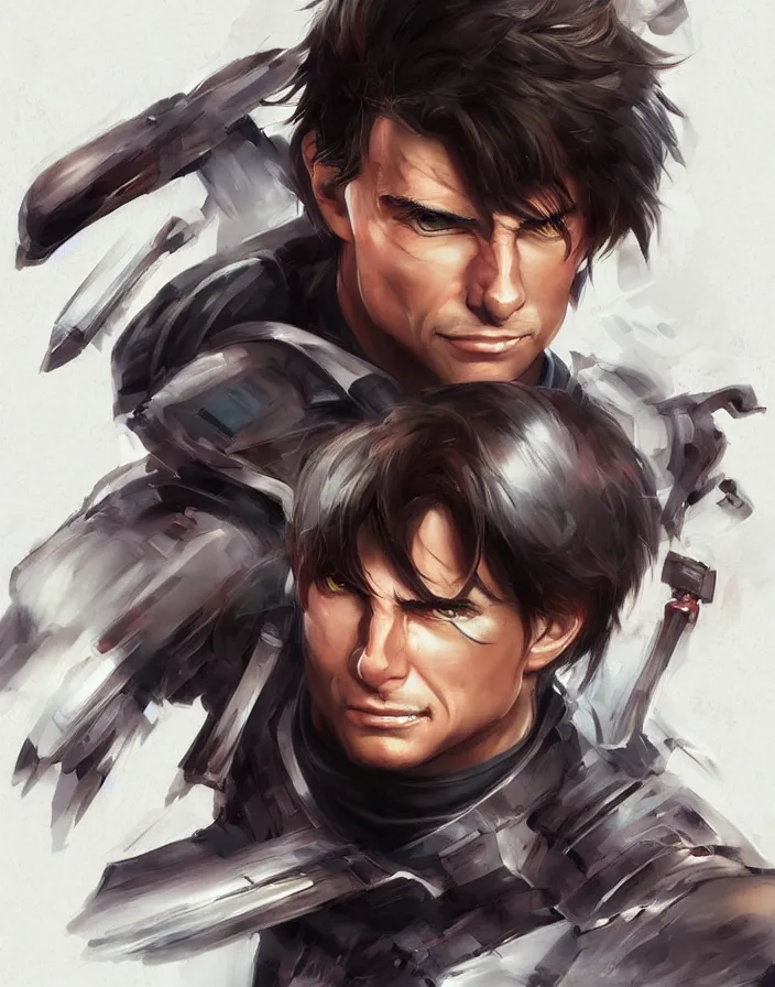 anime portrait of tom cruise as a muscular anime boy, Stable Diffusion